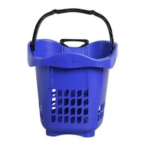 Cestas 30 Litros Cestinha Mercado com Roda Rodinha Azul