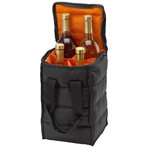 Handy Laundry Bolsa Térmica Para Transporte de Vinhos até 4 Garrafas com Acolchoamento Externo, Preta