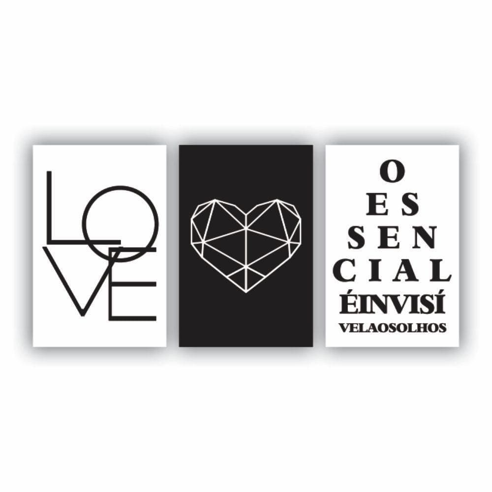 Kit Quadros Decorativos 3Peças 60X40 Invisível Aos Olhos