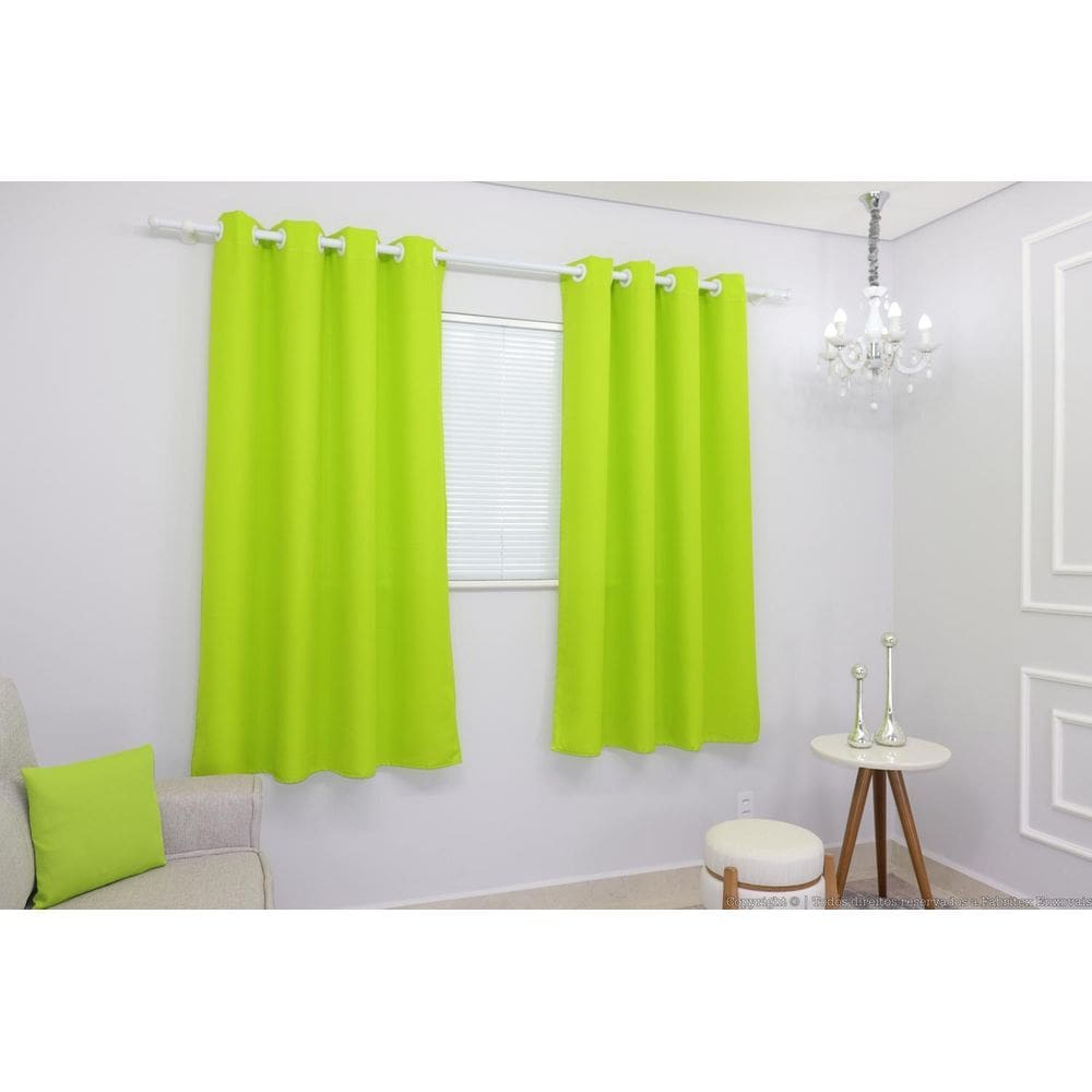 Cortina Lana Verde-Pistache Oxford 300X180 Para Sala/Quarto