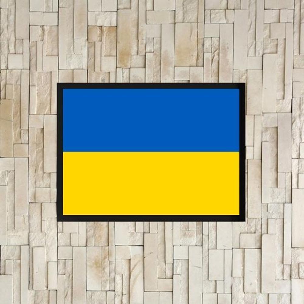 Quadro Decorativo Bandeira Ucrânia 33X24Cm
