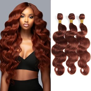 Pacotes de cabelo Yuksoocosh Color 33 Copper Red Body Wave 22-26 polegadas