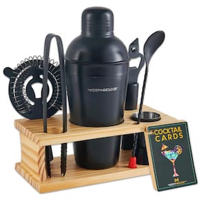 Kit Bn Profissional 8 Peças em Aço Inoxidável com Suporte, Cor, MODERN MIXOLOGY Black, Preto