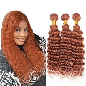 Pacotes de cabelo Yuksoocosh Burnt Orange Deep Curly 50 cm 3 pacotes
