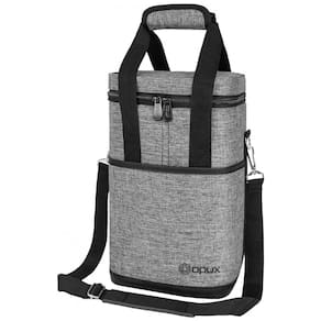Bolsa Térmica Para Transporte de Vinhos OPUX até 4 Garrafas, Cinza Mesclado