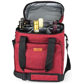 Bolsa Térmica Para Transporte de Vinhos Freshore até 6 Garrafas, Vermelha