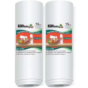 Kit 2 Rolos Nanocubos 15X500 Sacos Ranhura Seladora A Vácuo