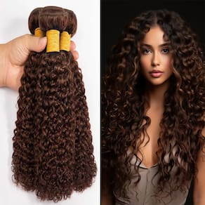 Pacotes de cabelo Yuksoocosh Chocolate Kinky Curly 56-66cm 4 pacotes
