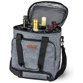 Bolsa Térmica Para Transporte de Vinhos Freshore até 6 Garrafas, Cinza