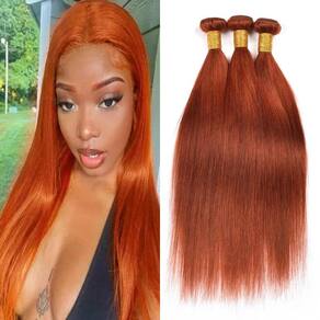 Extensões de cabelo Yuksoocosh Ginger Orange 3 pacotes (50-60cm)