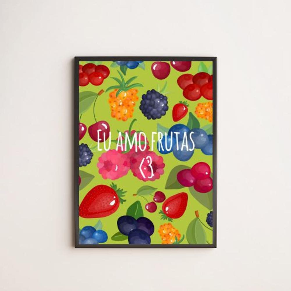 Quadro Decorativo Eu Amo Frutas 24X18Cm