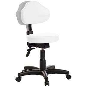 Cadeira Mocho Giratoria Plus Com Back Em Courissimo Branco