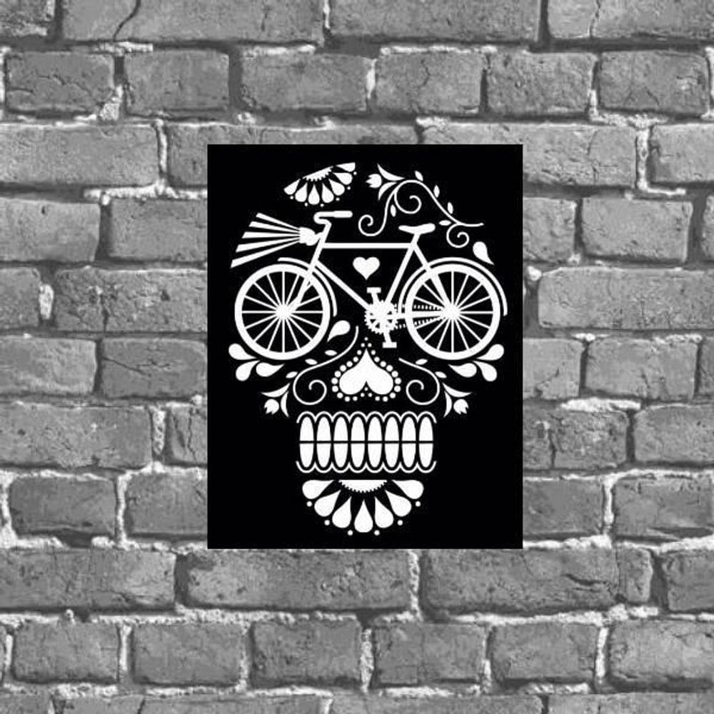 Placa Decorativa Caveira Bicicleta 18X27Cm
