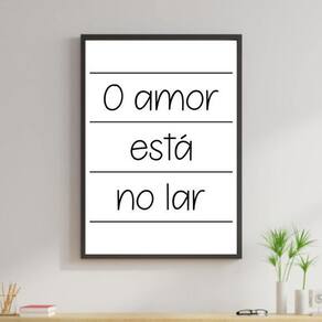 Quadro Decorativo O Amor Está No Ar 45x34Cm Moldura Preta