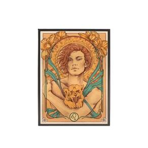 Quadro Vintage Signo Leão 33X24Cm Com Vidro - Madeira Preta