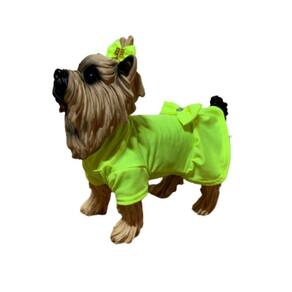 Roupa Para Cães E Gatos - Vestido Suplex Neon Amarelo P