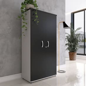 Armário Alto 2 Portas 159,6x79,2x41 Cm Pivotante Cinza/Preto