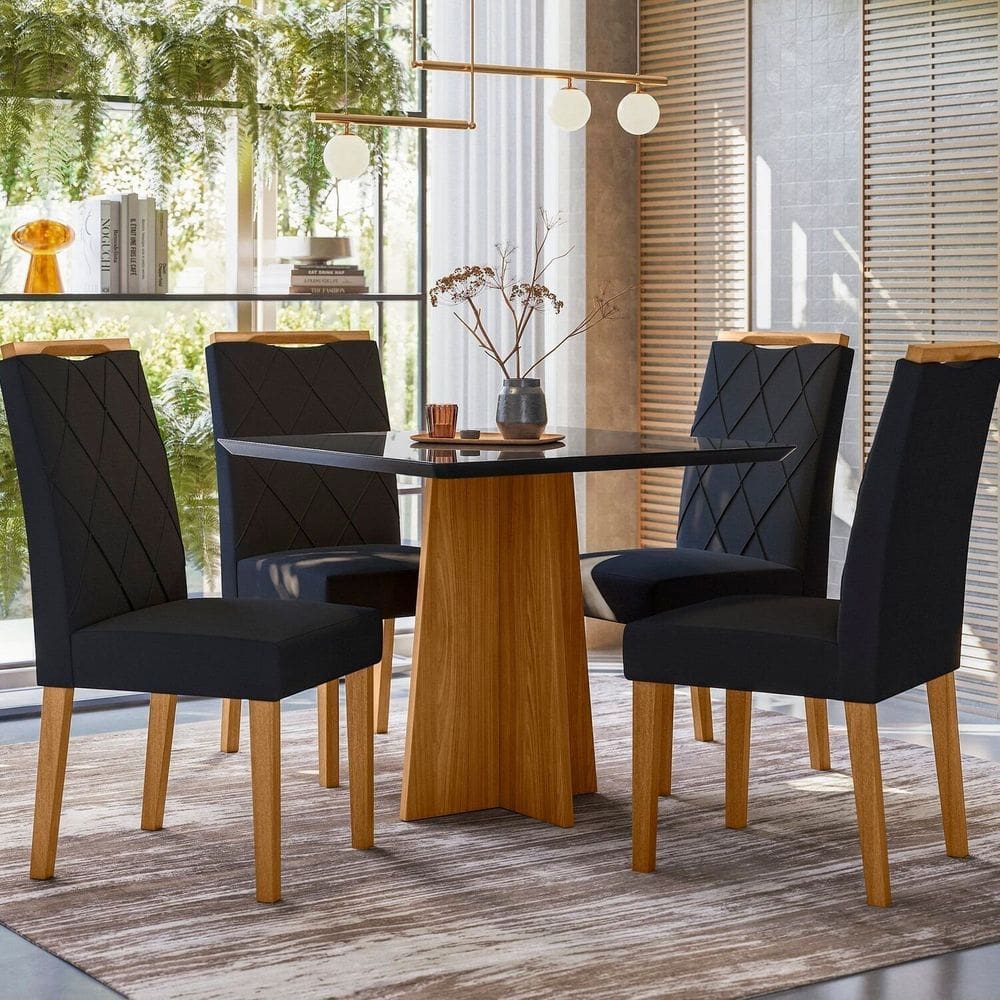 Mesa de Jantar 90cm X 80cm Moderno Ypê/Preto