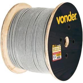 Cabo Aço Alma Fibra 6X7 Galvanizado Plastificado 100M Vonder