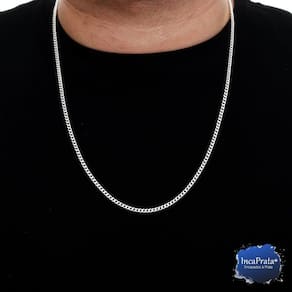 Corrente Correntinha Grumet 60cm Fina Prata 10.7g 925 Brasil