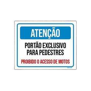 Placa Atenção Portão Exclusivo Pedestres 18x23cm 5un