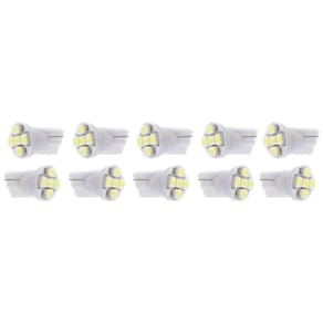 10X Lâmpada Automotiva T10 Cabeça Reta 5Led 12V Super Branca