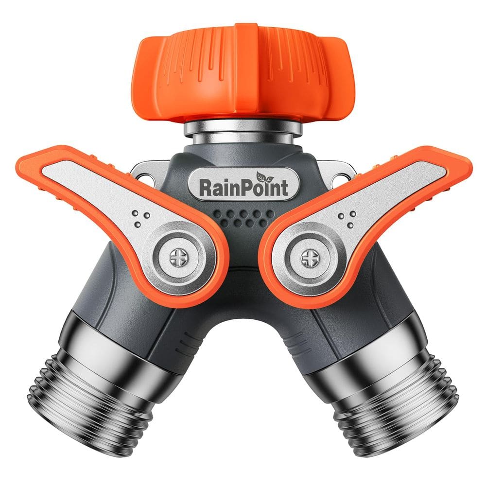 Divisor de mangueira de jardim RAINPOINT Corpo de metal pesado de 2 vias