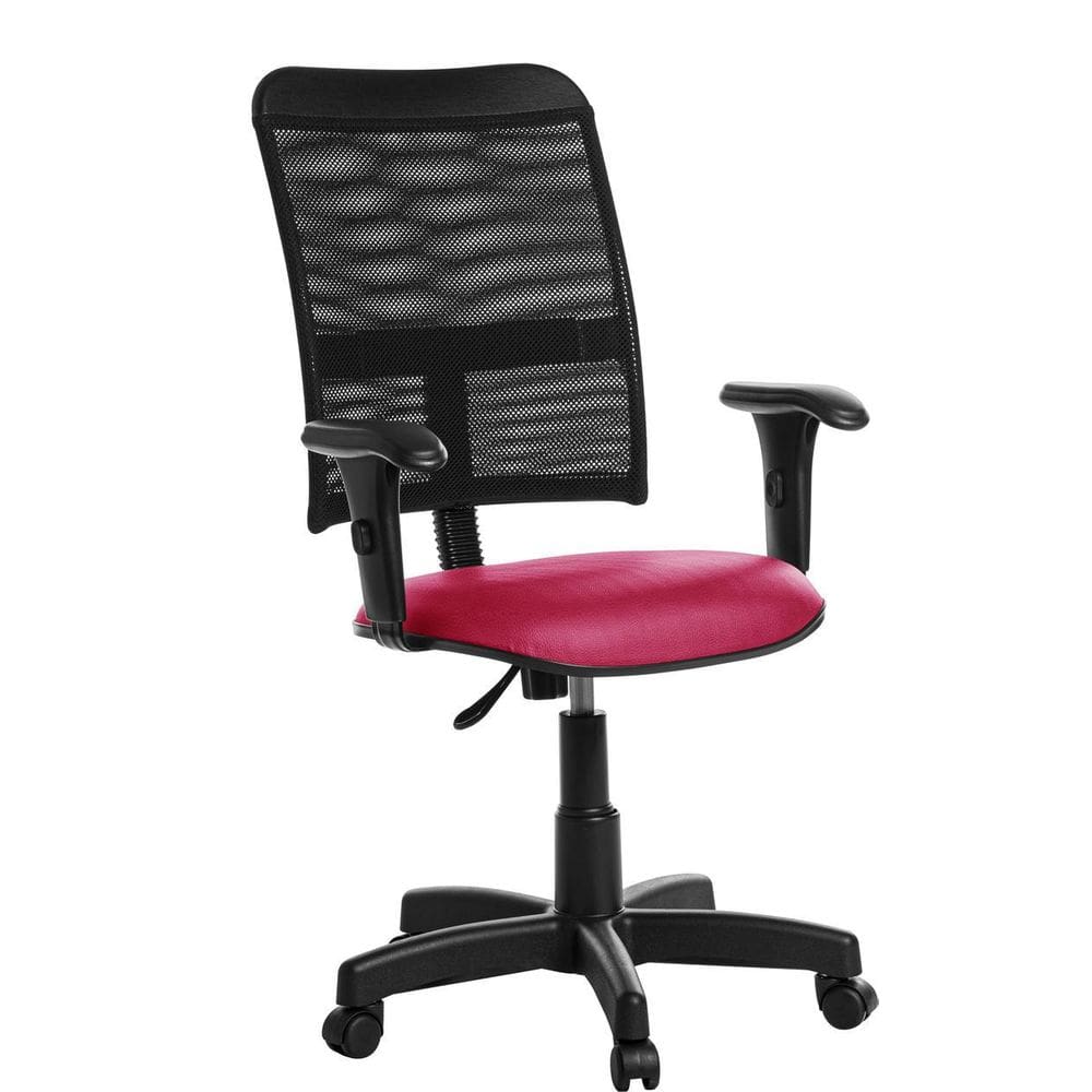 Cadeira Escritório Giratória Tela Com Braço Rv: Rosa