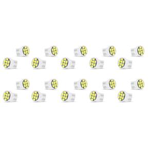 20X Lâmpada Automotiva T10 Cabeça Reta 8Led 12V Super Branca