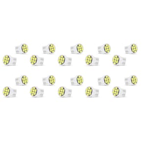 20X Lâmpada Automotiva T10 Cabeça Reta 8Led 12V Super Branca