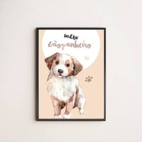 Quadro Decorativo Meu Cãopanheiro 45X34Cm Moldura Preta