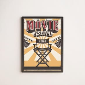 Quadro Decorativo Movie Festival Retrô 33X24Cm - Com Vidro