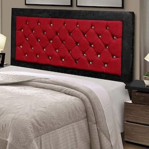 Cabeceira para Cama de Casal 140 Cm Berlim Preto / Vermelho