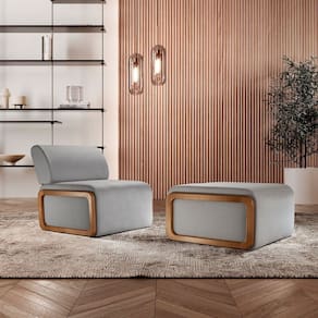 Conjunto Poltrona e Puff 80cm X 158cm X 80cm Cancum Cinza