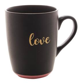 Caneca Em Cerâmica Bon Gourmet Love Preto E Rosa 340ml