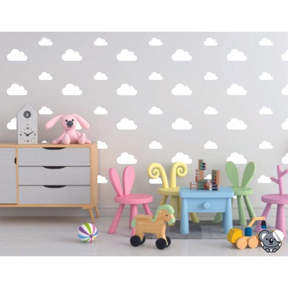 Adesivo De Parede Quarto De Bebês Nuvens Brancas Miniaturas