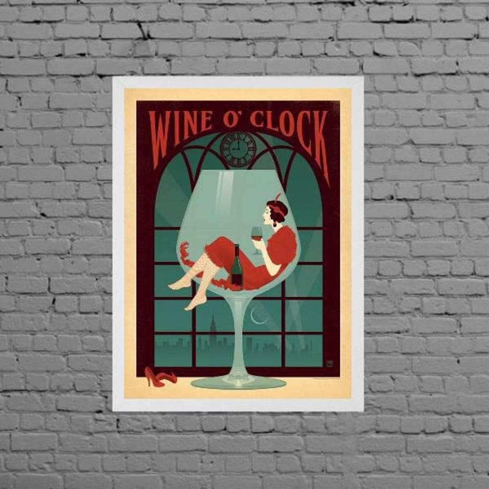 Quadro Vintage Wine O Clock 45X34Cm - Branca