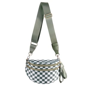 Bolsa tiracolo MEISEY xadrez preta e branca para mulheres