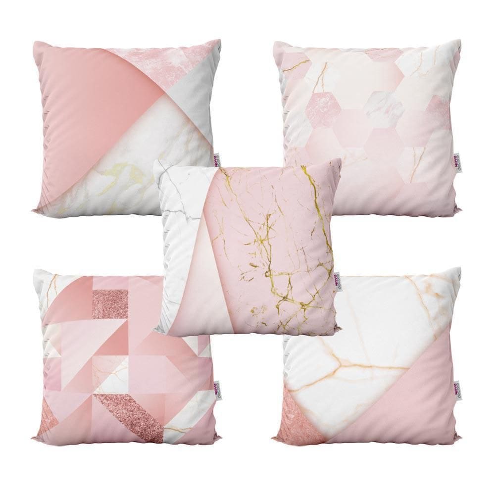 Almofadas Decorativas Rosa Marmorizada Para Sofá  40X40