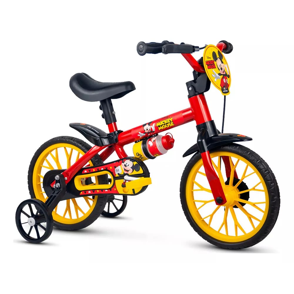 Bicicleta Infantil Nathor Aro 12 Mickey Rodinhas Segurança