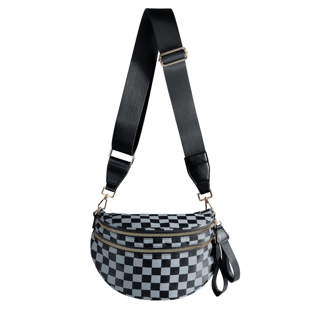 Bolsa tiracolo MEISEY xadrez preta e branca para mulheres
