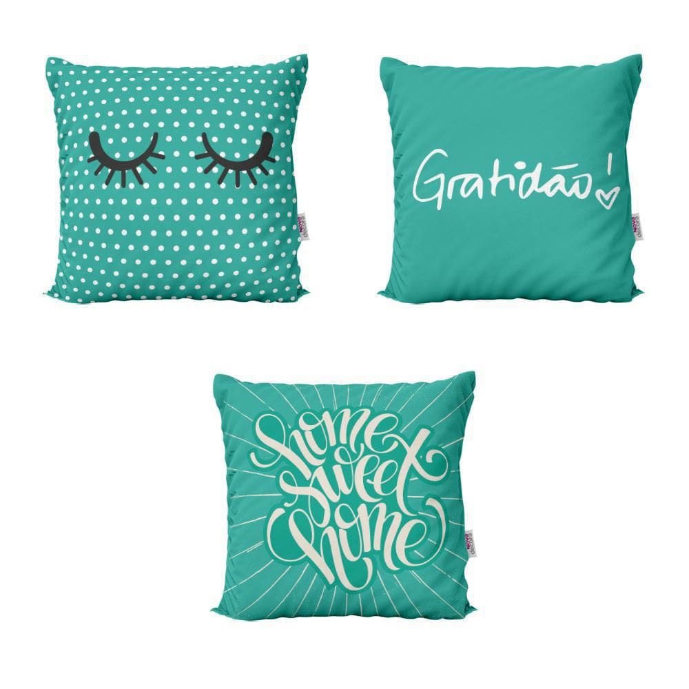 Almofadas Azul Turquesa Gratidão Para Sofá 40X40