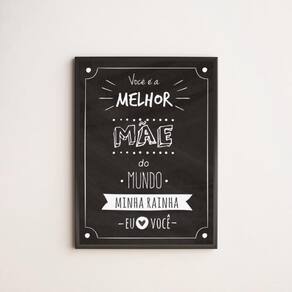 Quadro Decorativo Melhor Mãe Do Mundo 33X24Cm - Com Vidro