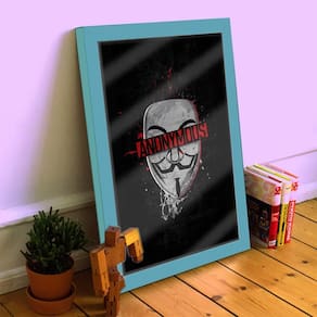 Quadro Decorativo Anonymous 33x25 C/ Vidro Sala Escritório