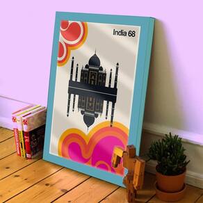 Quadro Decorativo País Índia Pop Art C/ Vidro 33x25 Quarto