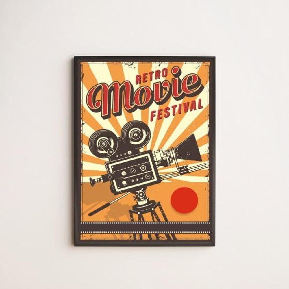 Quadro Decorativo Retrô Movie Festival 33X24Cm - Com Vidro