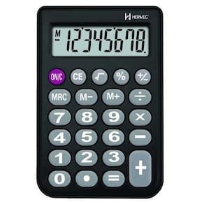 Calculadora De Mão Digital Preta 8 Dígitos Herweg 8508 034