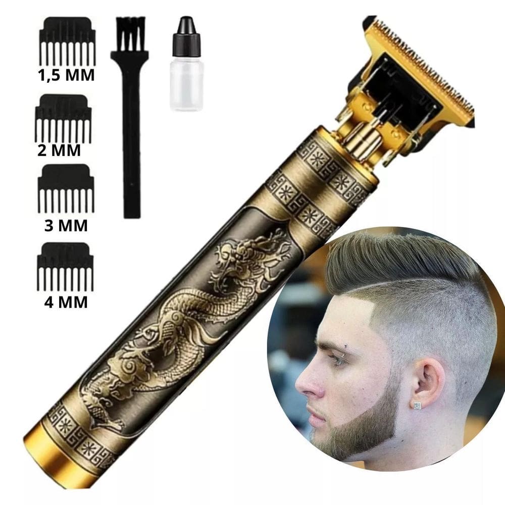 Máquina De Barbear Recarregável Cor Dourada