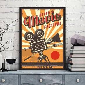 Quadro Decorativo Retrô Movie Festival Moldura Preta 24X18Cm