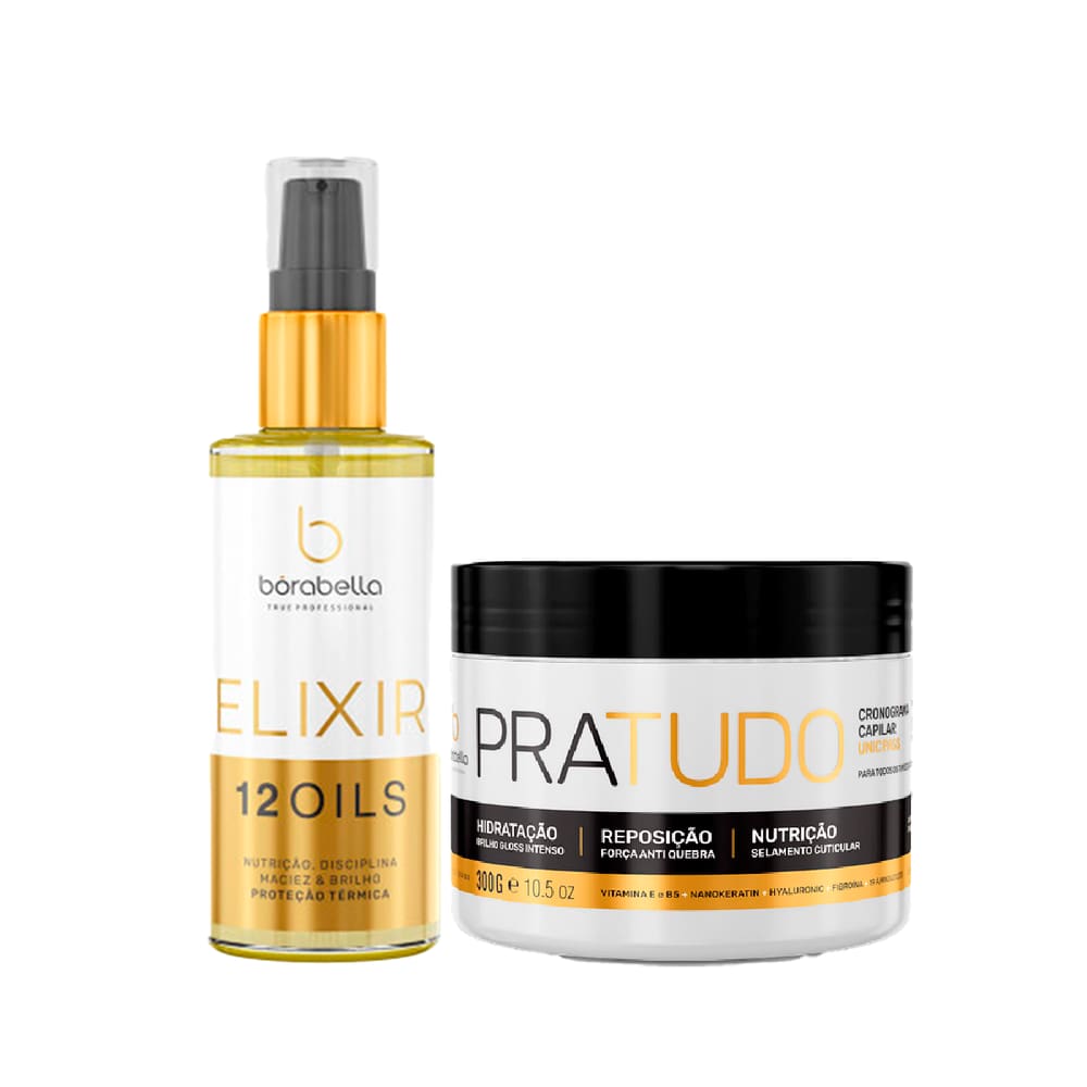 Bórabella Máscara Pra Tudo Cronograma 300g e Elixir 12Óleos